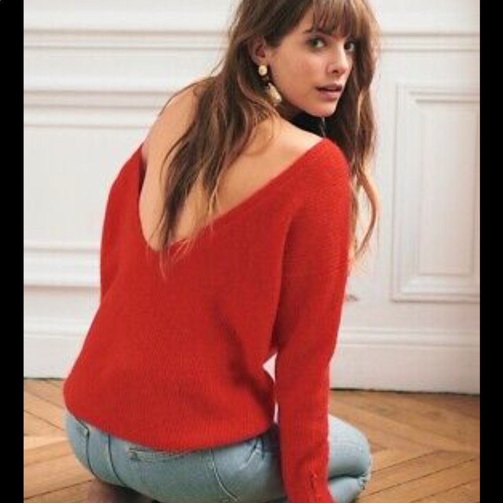 Sezane red mohair sweater
